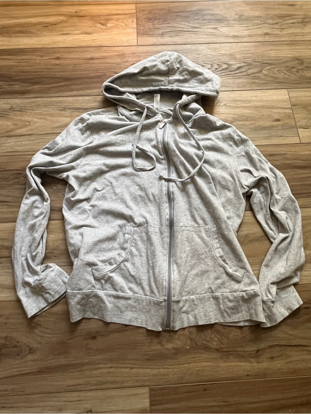 Sofra Light Gray Women's Zip-Up Hooded Utility Jacket